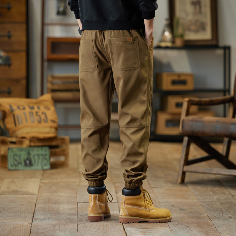 Men's Cargo Jogger Pants with Drawstring, Reinforced Knee Inserts and Elastic Cuffs Mune Fashion
