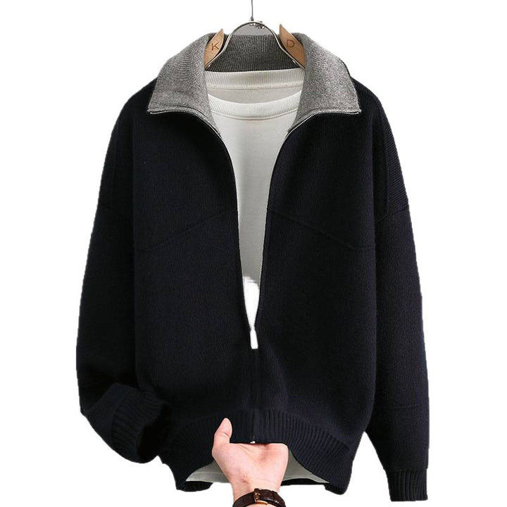 Men's Stylish Sweat Jacket with High Collar Mune Fashion