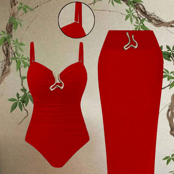 Women Elegant Swimsuit with Stylish Wrap Skirt Mune Fashion
