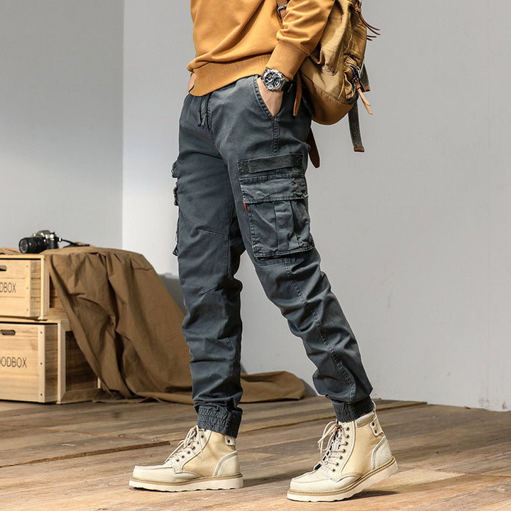 Men's Slim Utility Cargo Joggers made of Ripstop with Elastic Waistband, Drawstring, and Multiple Pockets Mune Fashion