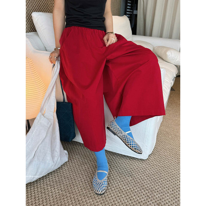 Women Extra-wide Balloon Culotte made of cotton twill with drawstring and fold-over waistband Mune Fashion