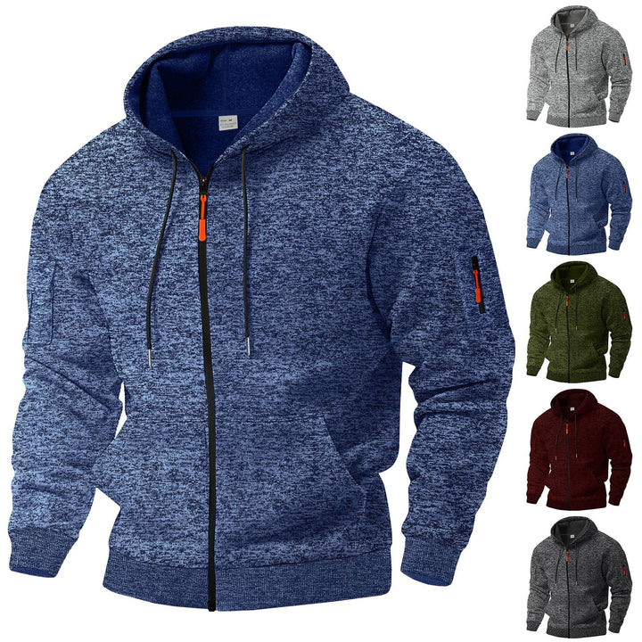 Men's variegated zip-up hoodie with kangaroo pocket, arm pocket, and ribbed cuffs Mune Fashion