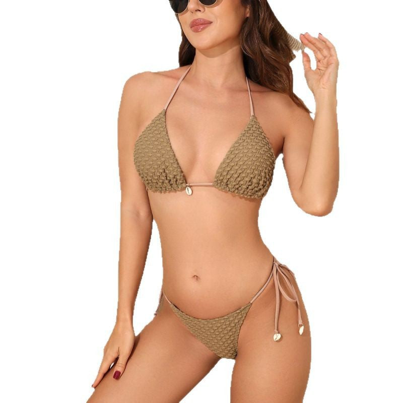 Women's triangle bikini with structured texture and adjustable straps Mune Fashion