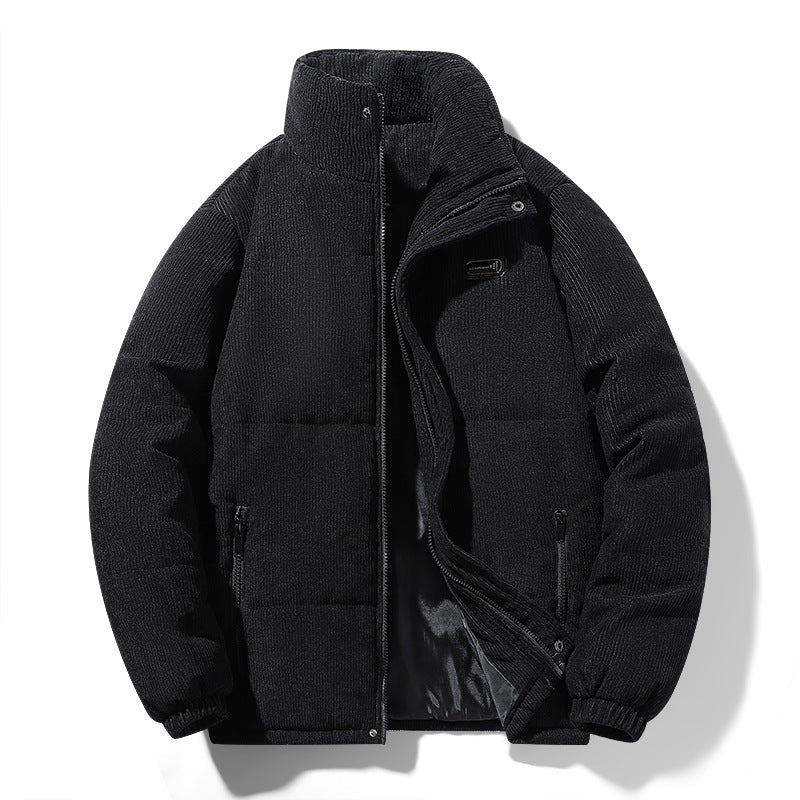 Men's padded cord jacket with high stand-up collar, padded insulation and zippered pockets Mune Fashion