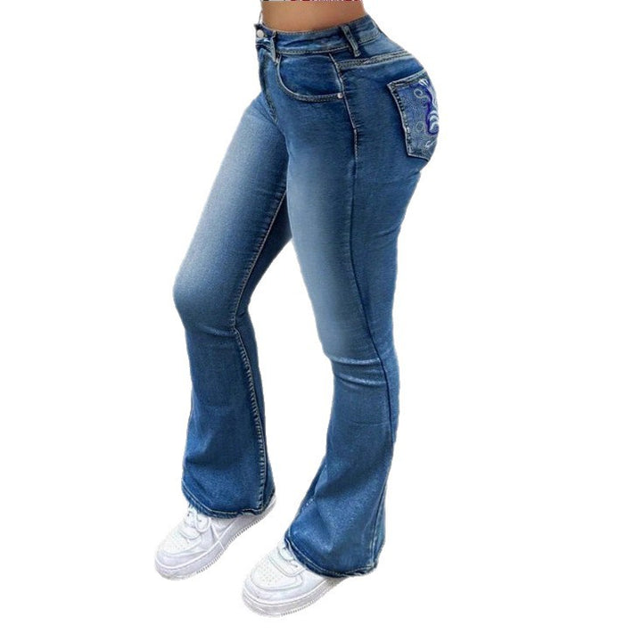 Women's High-Waisted Bootcut Jeans with Shaping Waistband and Slight Flare Mune Fashion