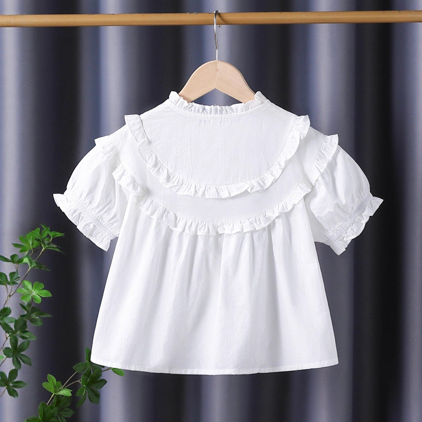 Girl Ruffle Blouse with Elegant Button Placket Mune Fashion