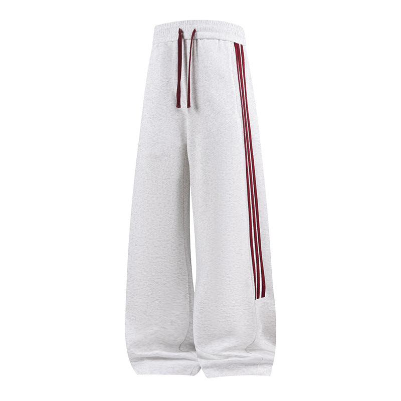 Women Wide High-Waist Jogging Pants with Distinct Side Stripes & Drawstring Mune Fashion