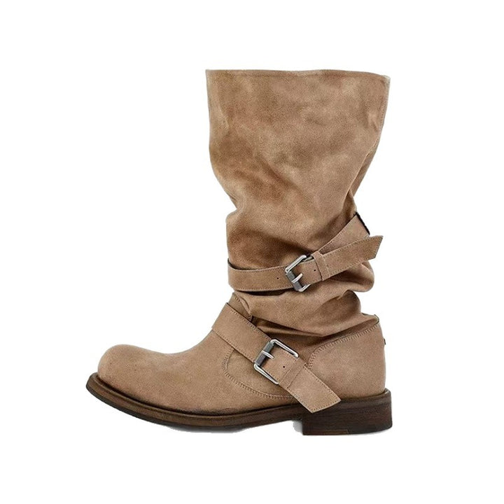 Women's Knee-High Motorcycle Biker Boots Mune Fashion