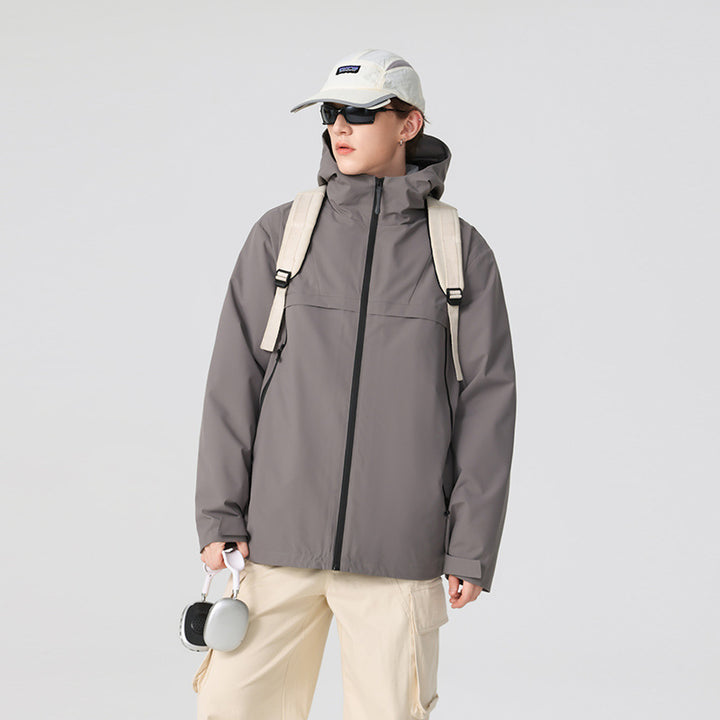 Men's Minimalistic Hybrid Rain Jacket with Stowable Hood and Breathable Membrane Mune Fashion