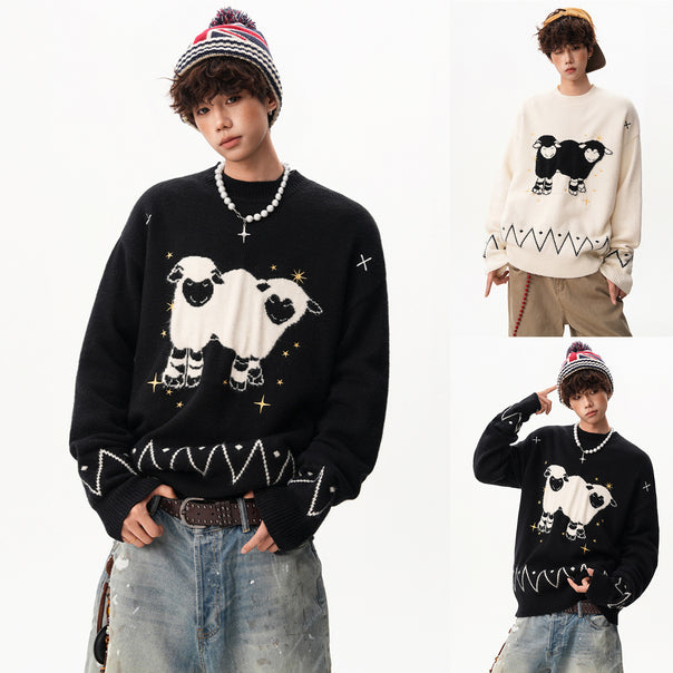 Men's chunky knit sweater with animal motif Mune Fashion