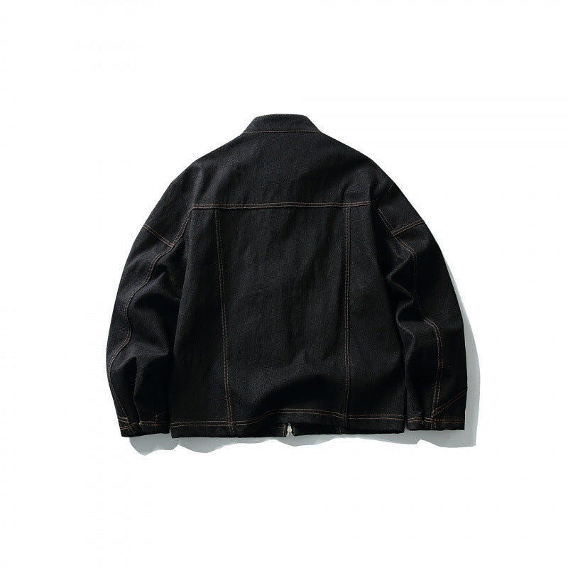 Men's Short Canvas Jacket with Distinctive Metal Toggle Fasteners and Contrast Seams Mune Fashion