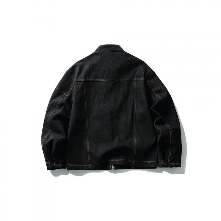 Men's Short Canvas Jacket with Distinctive Metal Toggle Fasteners and Contrast Seams Mune Fashion