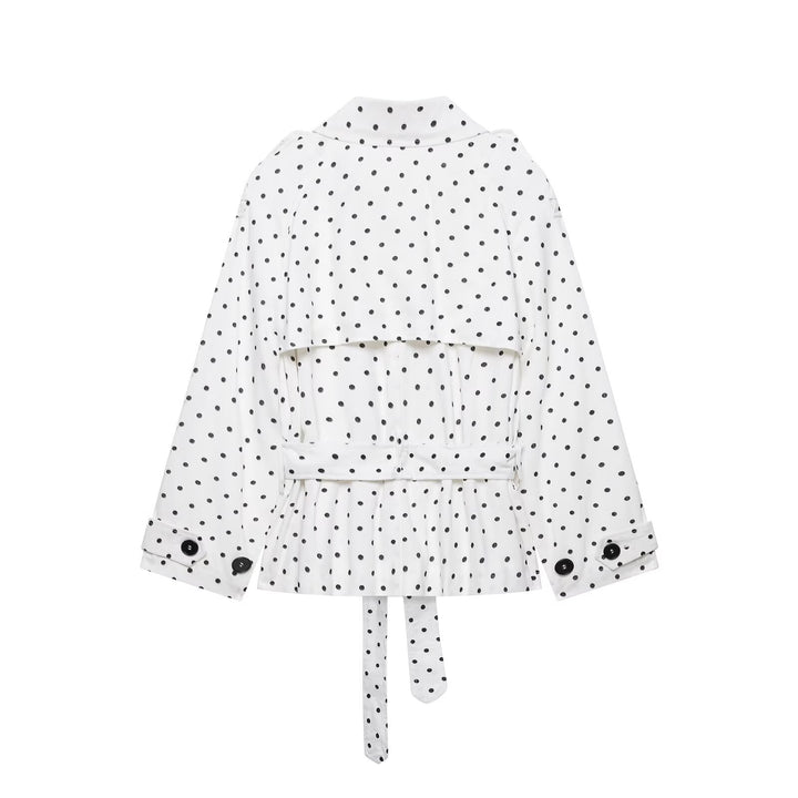 Women's short trench with waist belt and polka dot pattern Mune Fashion