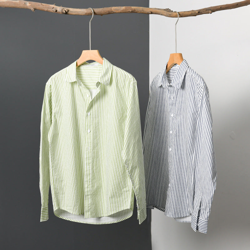 Men's Relaxed-Layering-Shirt with fine vertical stripes, Kent collar and soft cotton blend Mune Fashion