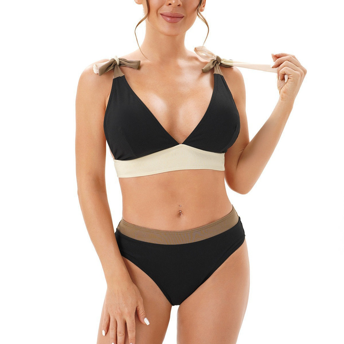 Women's Two-Piece Bikini Set with Fashionable Strap Details Mune Fashion