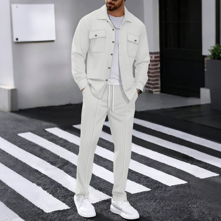 Men's Leisure Suit with Modern Check Pattern Mune