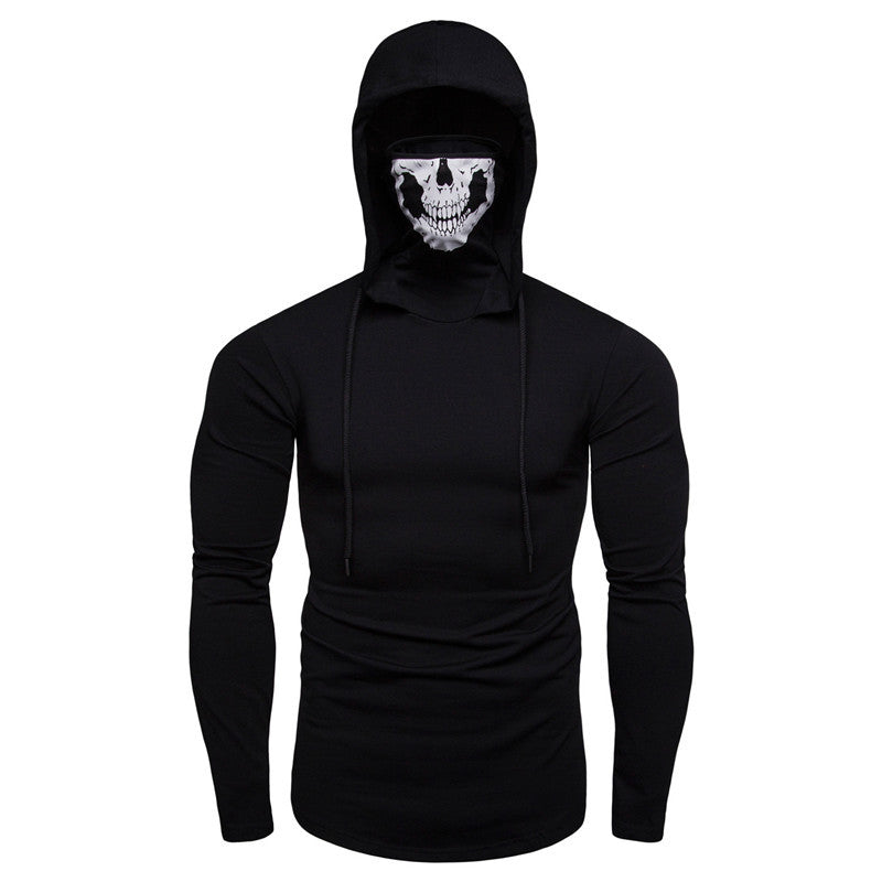 Men's Slim-Fit Hoodie with Integrated Skull Face Mask Mune Fashion