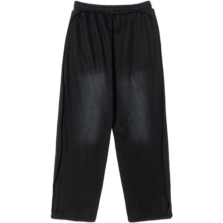 Men's Casual Sweatpants with High Waist, Elastic Drawstring, and Faded Knee Areas Mune Fashion