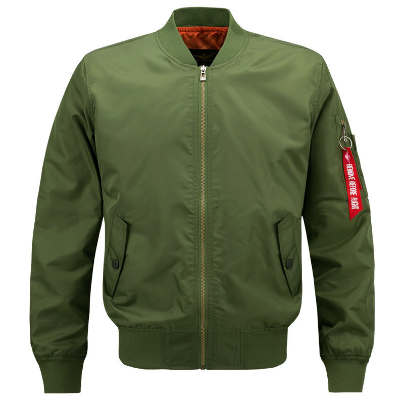 Men's Padded Bomber Jacket in Pilot Style with Sleeve Utility Pocket and Ribbed Cuffs
