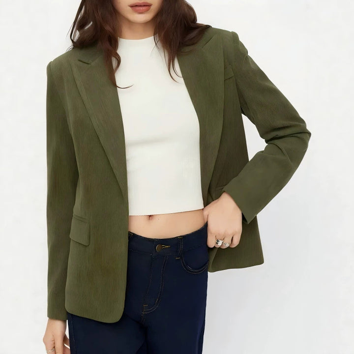 Women's cord blazer with a slim silhouette, narrow lapels, and patch pockets Drune