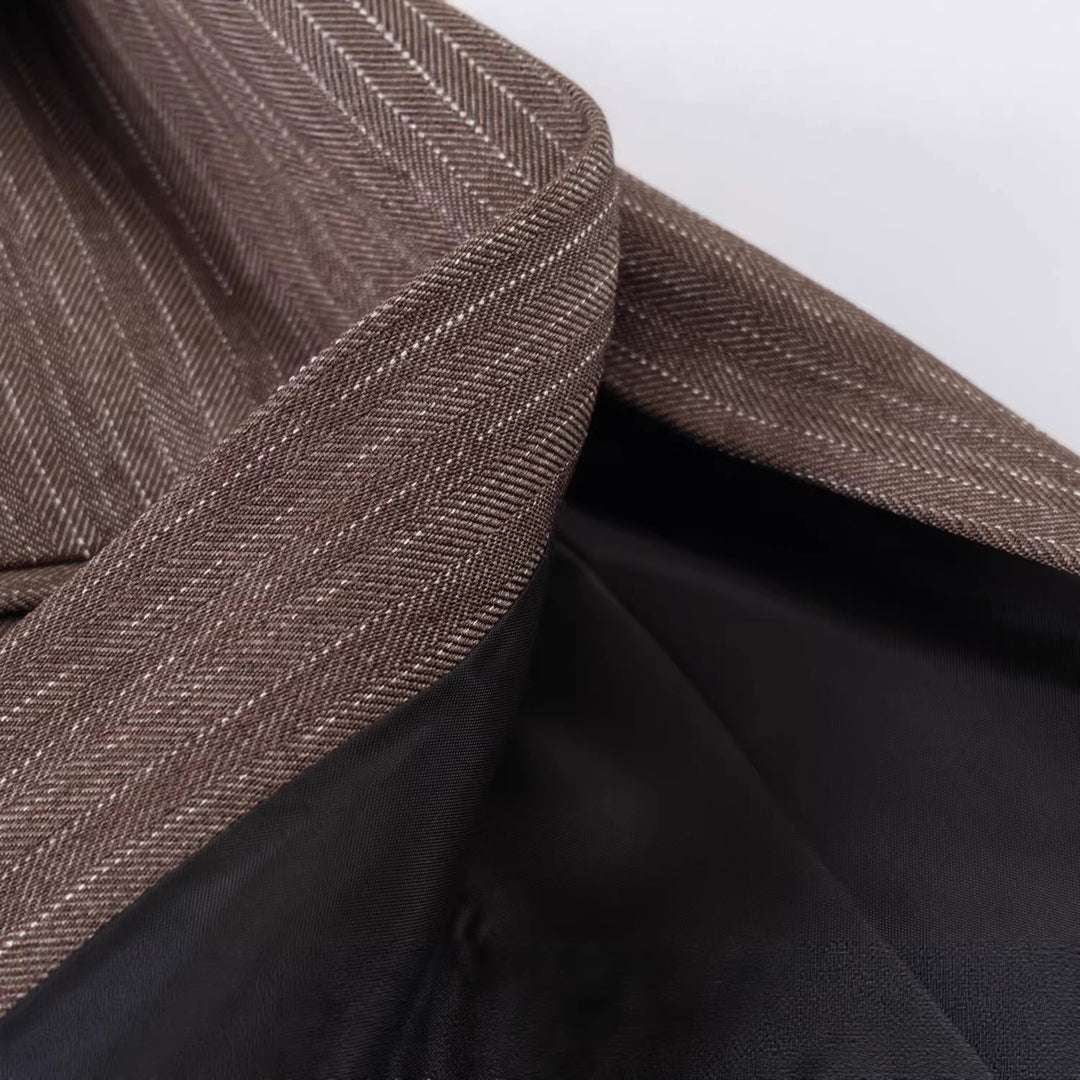 Ladies Tailored Pinstripe Blazer with Removable Belt Mune Fashion