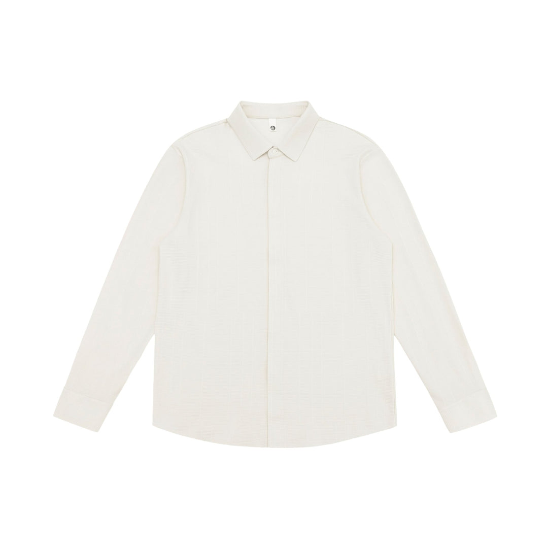 Men's Structured Knit Over-shirt with Concealed Button Placket and Ribbed Collar Mune Fashion