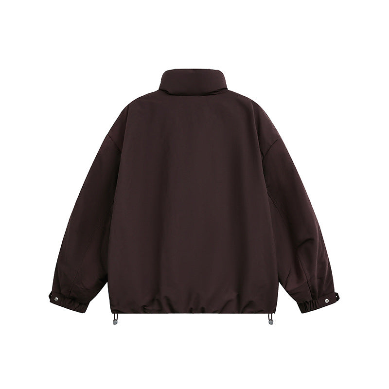 Men's Oversized Quilted Blouson Jacket with Stand-up Collar and Drawstring Mune Fashion