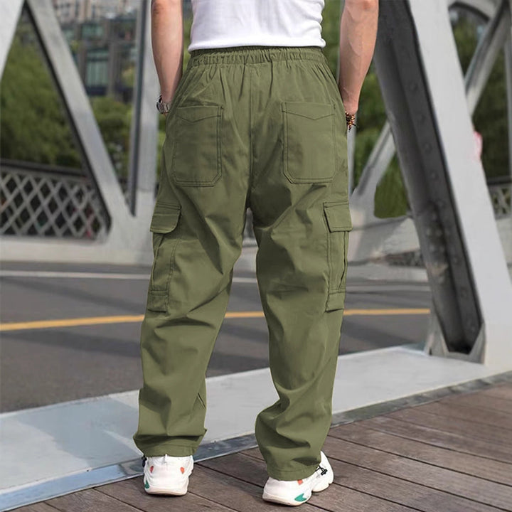 Men's Casual Cargo Pants with Elastic Waistband and Multifunctional Pockets Mune Fashion