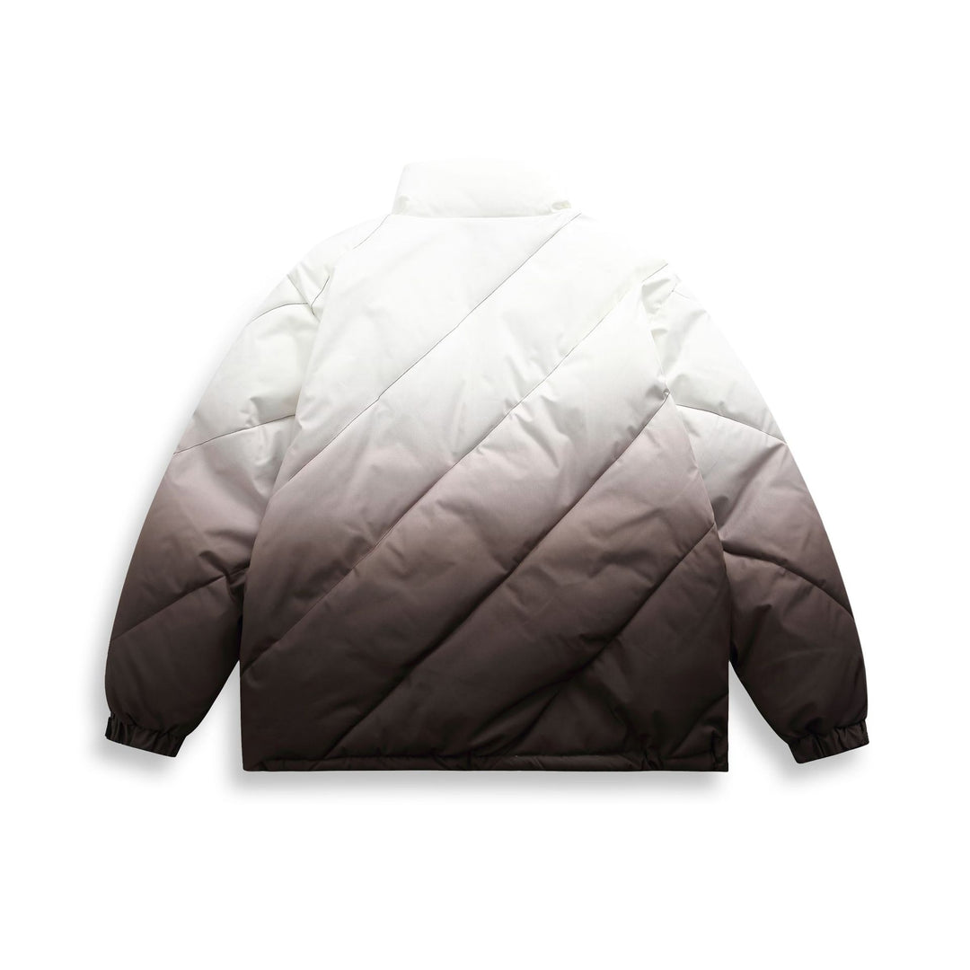 Unisex Short Cut Padded Jacket with Ombre Gradient and Diagonally Quilted Structure Mune Fashion