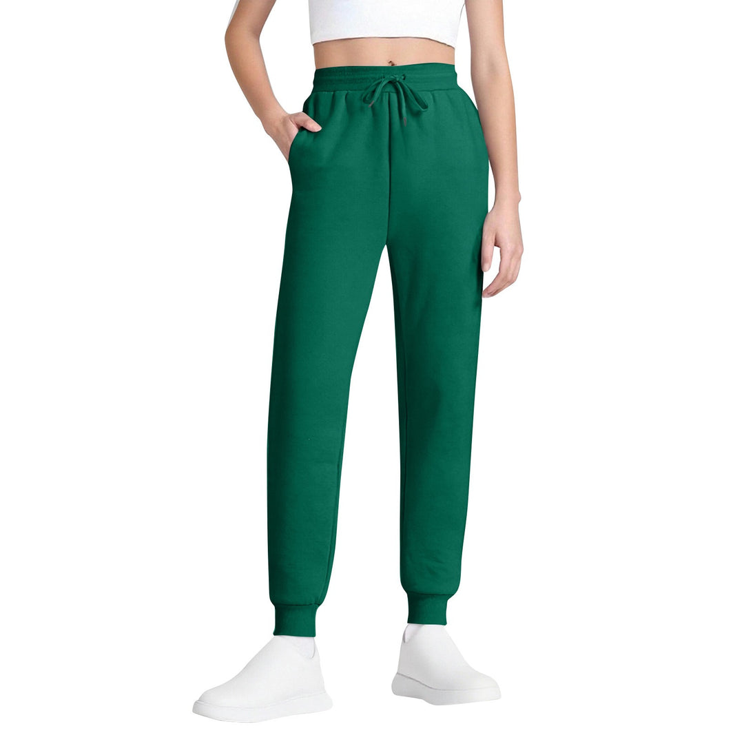 Women's slim high-waisted joggers with drawstring, side pockets, and cuffs Mune Fashion