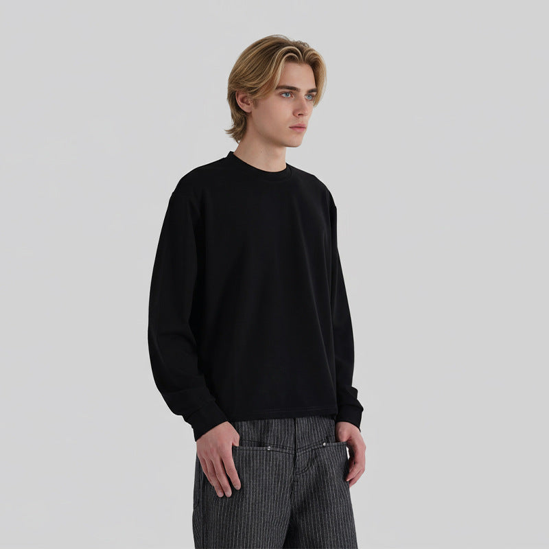 Men's long-sleeve shirt made of fine rib structure with round neckline Mune Fashion