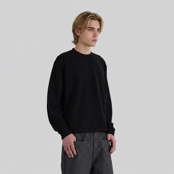 Men's long-sleeve shirt made of fine rib structure with round neckline Mune Fashion