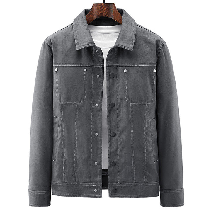 Men's trucker jacket in Western style with contrast stitching and snap button front Mune Fashion