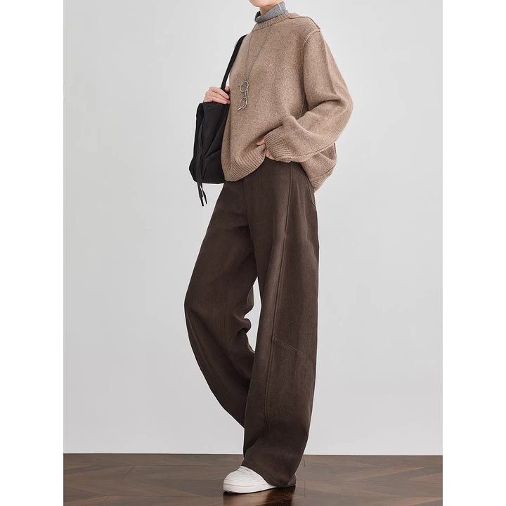 Women's wide cord trousers with high waist, pleat and palazzo cut Mune Fashion