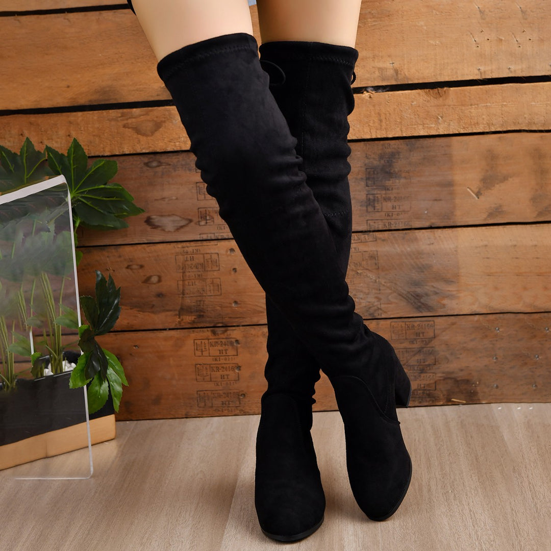 Women Stretch Overknee Boots with Elastic Shaft and Medium Block Heel Mune Fashion