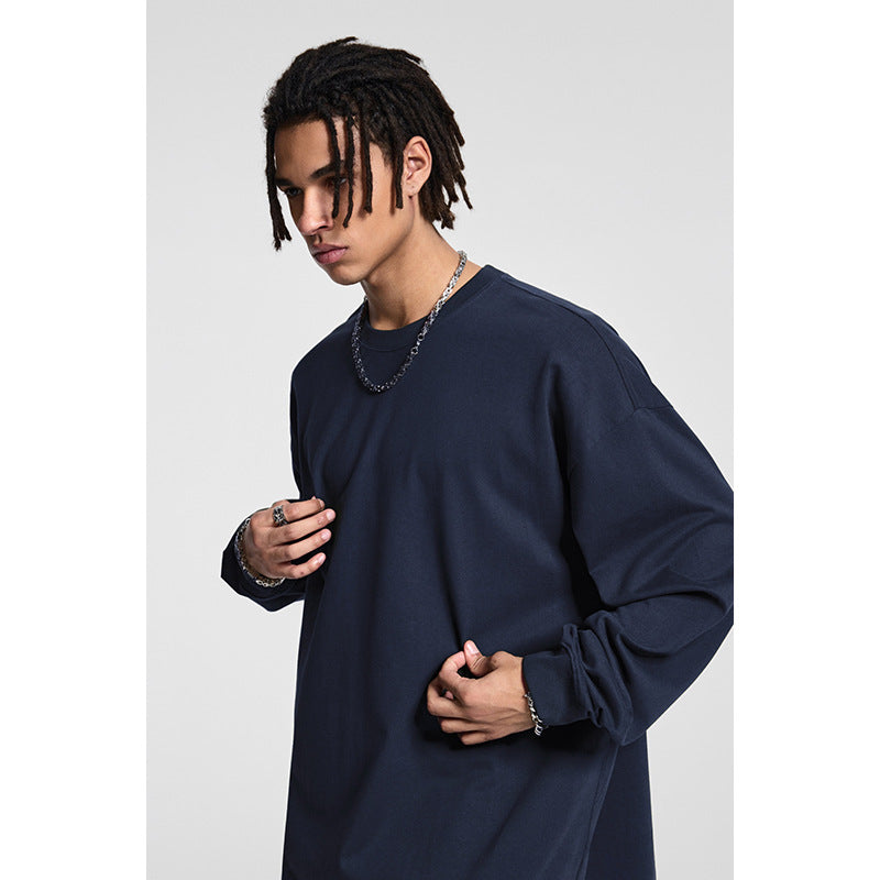 Men's Oversize Long Sleeve Shirt with Dropped Shoulder and Round Neck Mune Fashion