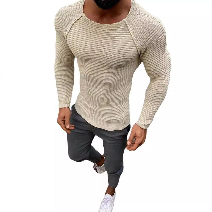 Men's Long Sleeve Knitted Shirt with Elegant Structure Mune