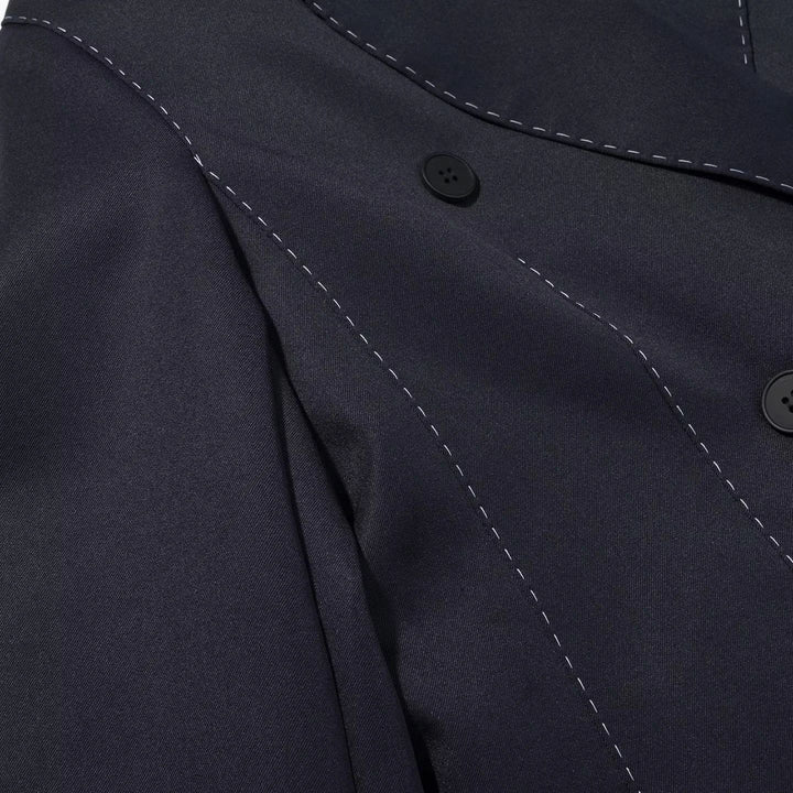 Women's double-breasted blazer with decorative quilted stitching and flap pockets Mune Fashion