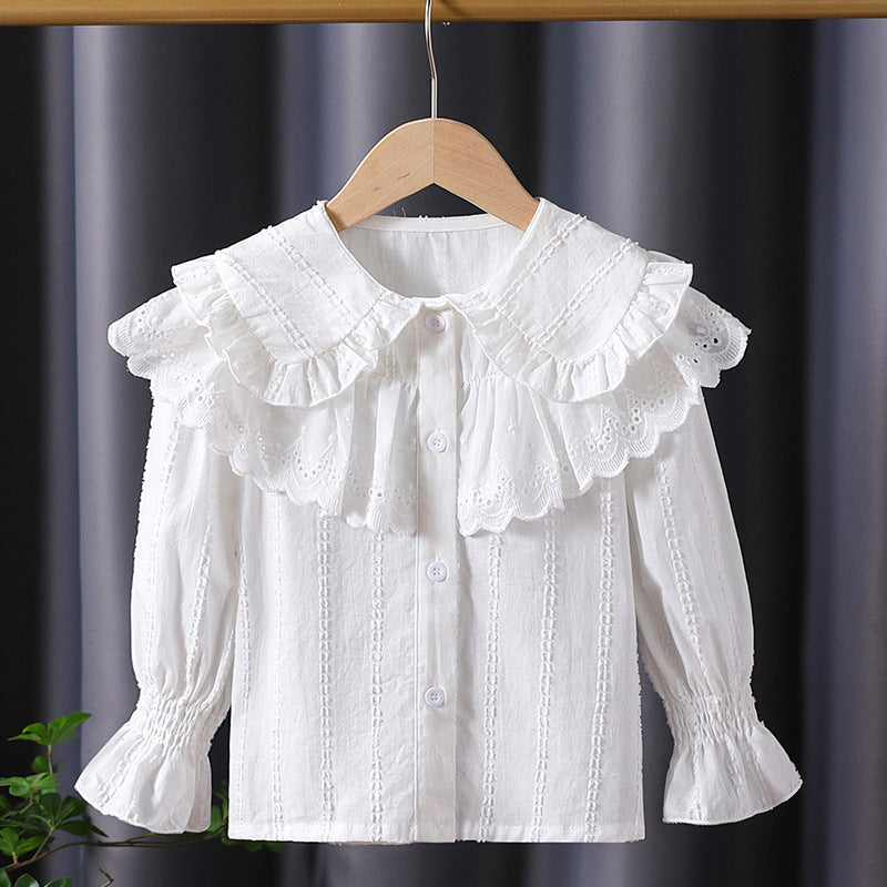 Girl blouse with ruffle details and broderie anglaise Mune Fashion