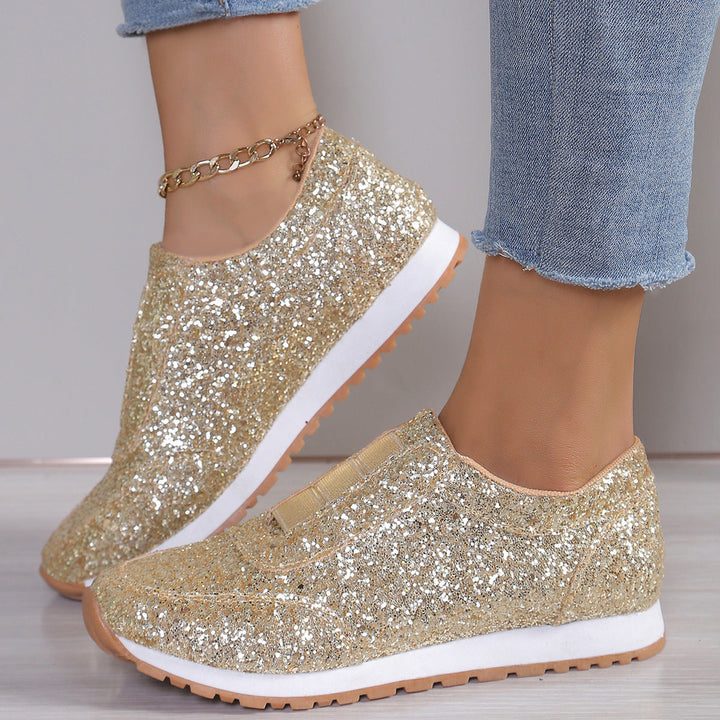 Women's Glittering Slip-On Sneakers with Comfortable Sole Mune Fashion