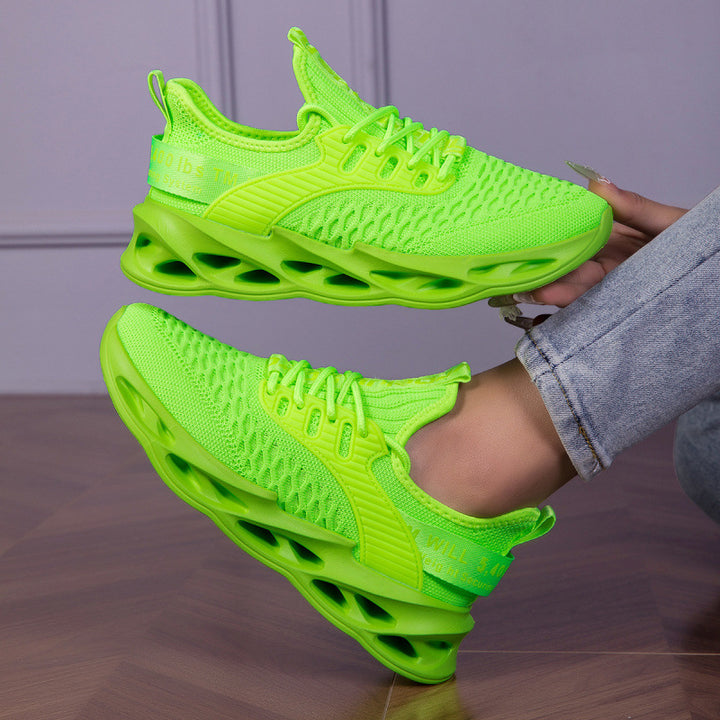 Ladies Air Cushion Sneakers with Transparent Air Sole and Knitted Upper Mune Fashion