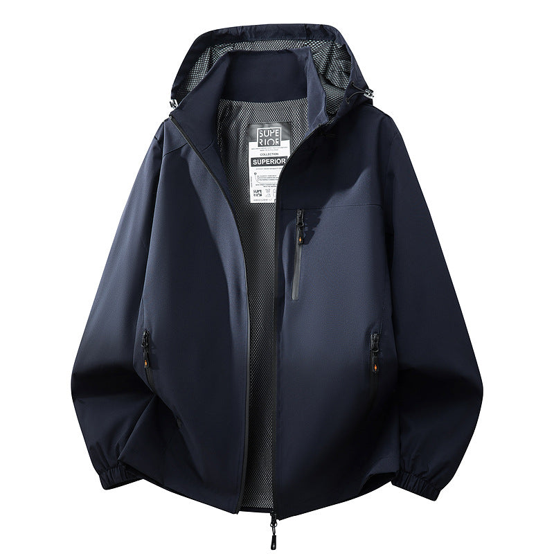 Men's lightweight water-repellent hooded softshell jacket with mesh lining, zip pockets & elastic cuffs Mune Fashion