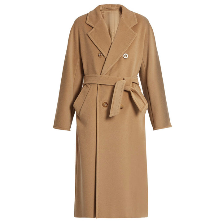 Women's Elegant Double-breasted Wool Coat Mune Fashion