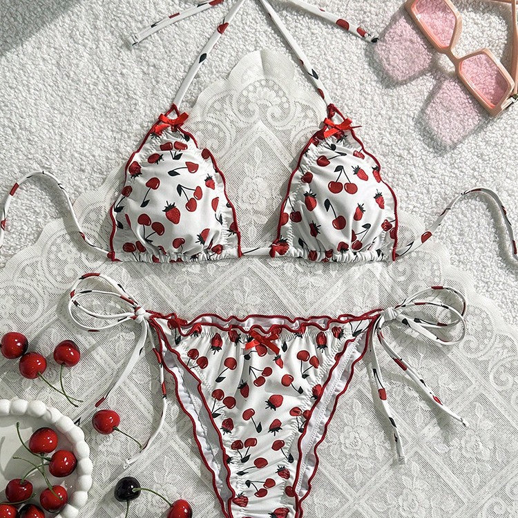 Women's Triangle Bikini with Sweet Fruit Design Mune Fashion