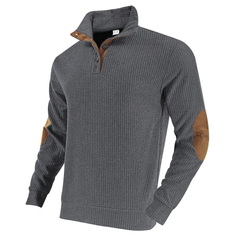 Men's ribbed turtleneck with stand-up collar and contrasting elbow patches Mune Fashion