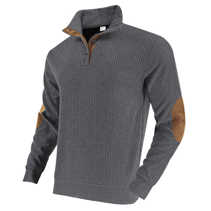 Men's ribbed turtleneck with stand-up collar and contrasting elbow patches Mune Fashion