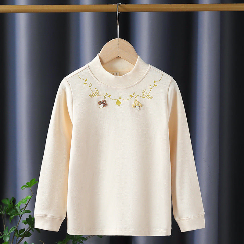 Girl Long Sleeve Shirt with Floral Appliqué Design Mune Fashion