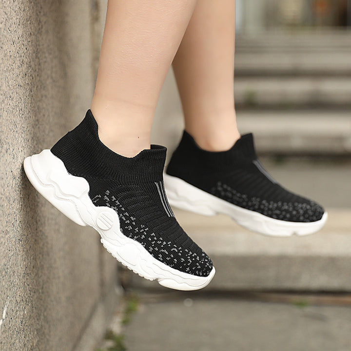 Ladies' breathable knitted sneakers with sock-like shaft and cushioning platform sole Mune Fashion