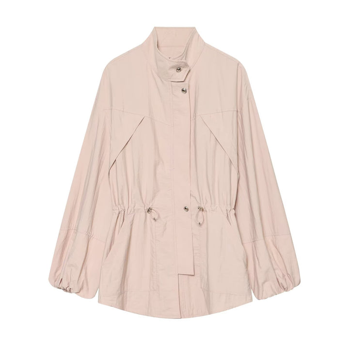 Women's Light Parka-Anorak Jacket with Drawstring Waist and Stand-Up Collar Drune