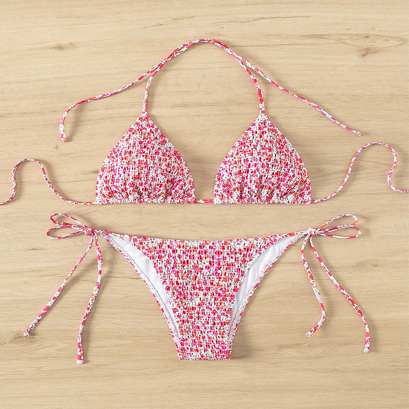 Women's Triangle Bikini with sophisticated tie straps and floral design Mune Fashion